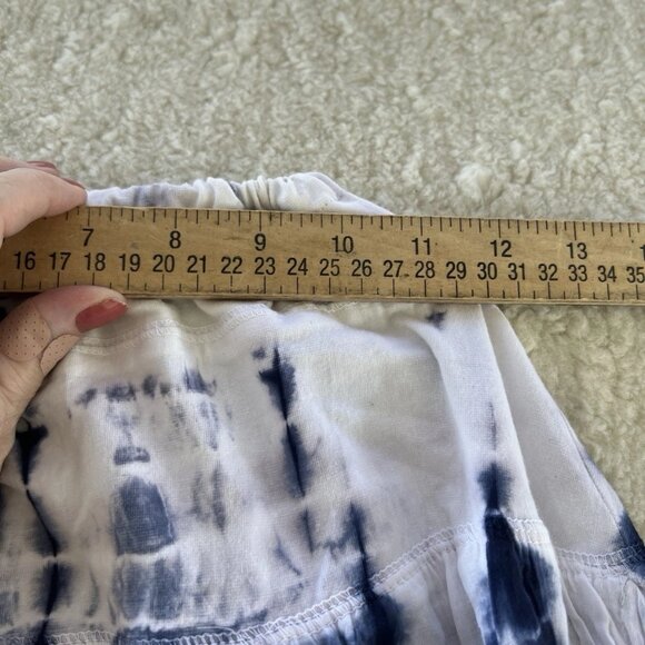 Now And Then Skirt Womens Medium Blue/white Maxi Boho Bubble Tie Dyed Flared - Picture 7 of 9
